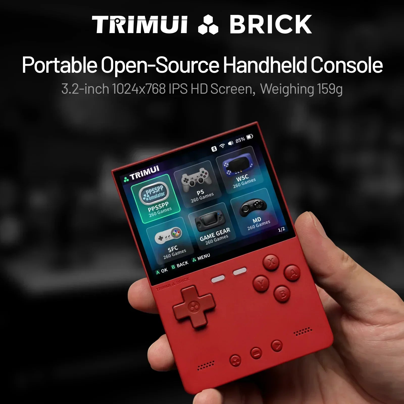 TRIMUI BRICK Retro Handheld Game Console Portable Video Player Linux System Open Source 3.2 Inch Palm Phone Games For Gifts.