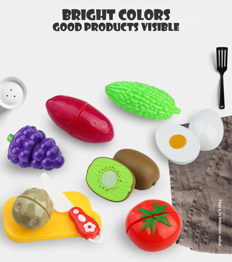 6/10/13/24Pcs Kitchen Fun Cutting Fruits and Vegetables Food Play House Set Puzzle Education Toys For Kids Boys Girls Xmas Gifts.