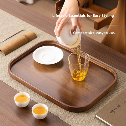 Gianxi Japanese Bamboo Household Tray Rectangular Hotel Solid Wood Dinner Plate Afternoon Tea Dessert Dim Sum Plate Tea Tray.