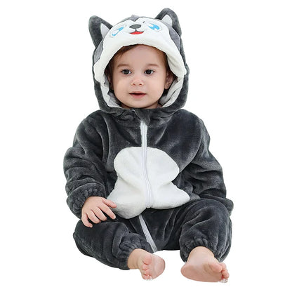 MICHLEY Winter Baby Strampler Mit Kapuze Flanell Cosplay Kleinkind Infant Kleidung Insgesamt Bodys Overall Kostüm Für Kinder Mädchen Junge
