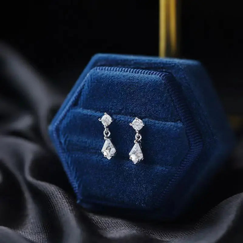 Korean Cute Ear Piercing Water Drop Earrings for Women Crystal Short Tassel Hypoallergenic Female Earrings Party Jewelry Brincos