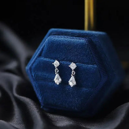 Korean Cute Ear Piercing Water Drop Earrings for Women Crystal Short Tassel Hypoallergenic Female Earrings Party Jewelry Brincos