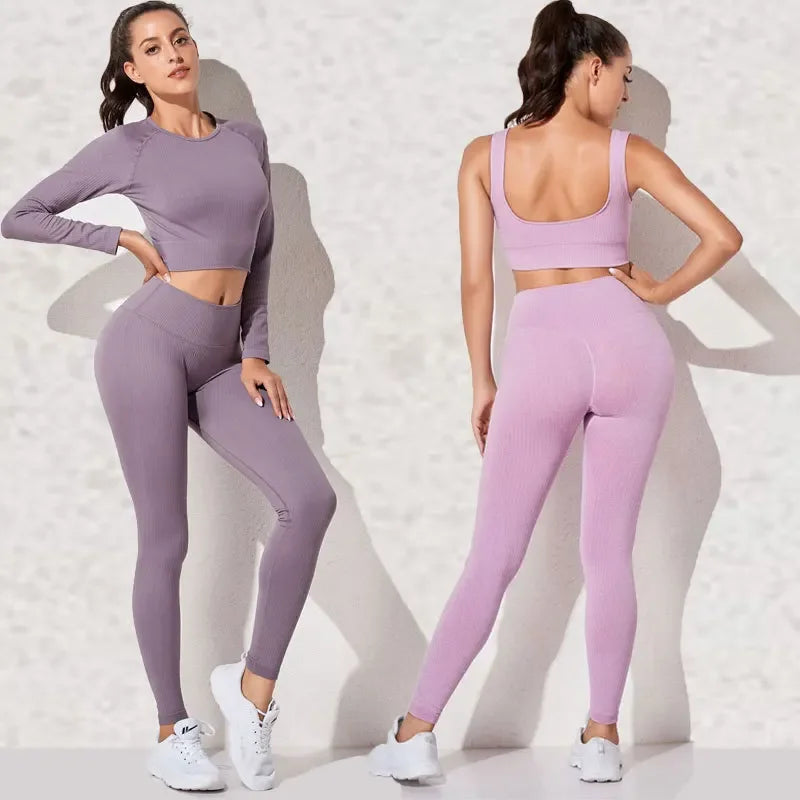 Women's Three-Piece Sportswear Set Yoga Fitness Leisure Sports Bra Pants Set Comfortable Breathable Gym Workout Outfit.