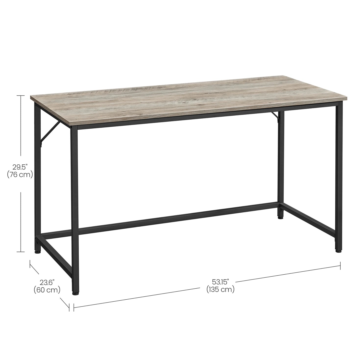 VASAGLE Schreibtisch, Computertisch, schmaler Bürotisch, 140 x 60 x 76 cm, Arbeitszimmer, Homeoffice, Büro, einfacher Aufbau