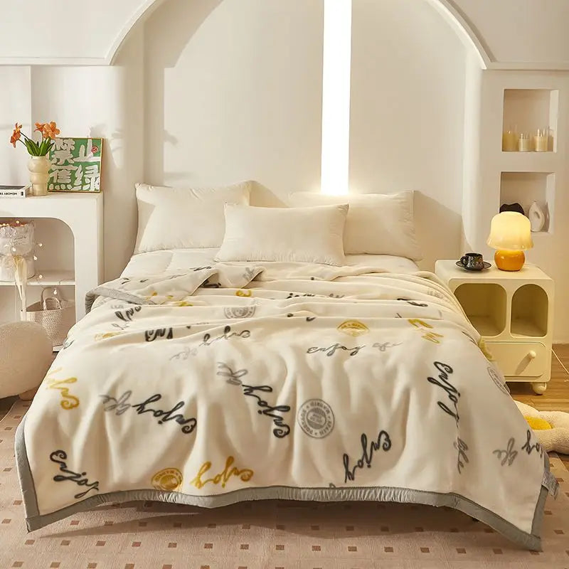 150x200cm Raschel Blanket Thick Double-layer Soft Plush Quilt Double Sided Velvet Winter Dormitory Office Sofa Warm Bed Sheet
