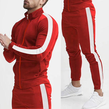 Frühling und Herbst neue Freizeit Herren Sport Set farbige Herren Stehkragen Casual Set trend ige Sport 2-teiliges Set.