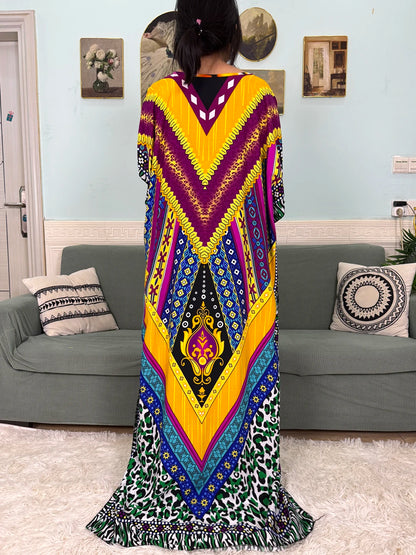 Muslim 2025 New Fashion Sets Abayas For Women Cotton Printed Loose Fit Femme Robe Afircan Islam Dress With 160x80cm Shawl Scarf.