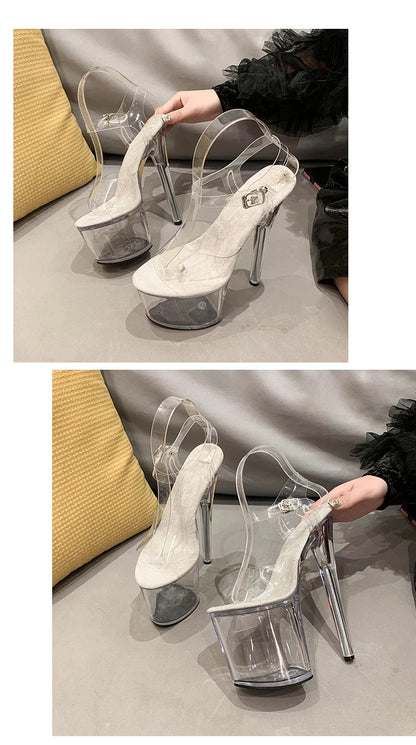 Platform sandals Girl shoes 20CM crystal Summer high heels ladies shoes on sale Pole Dance Pumps sandalias de mujer verano