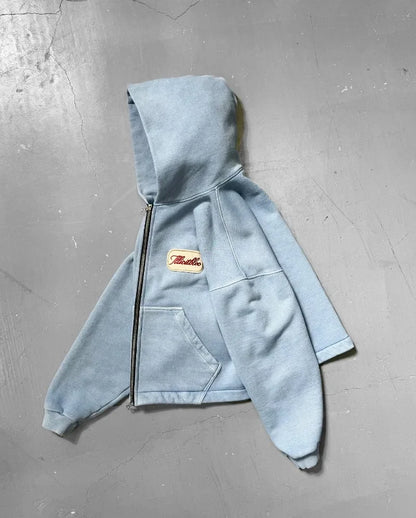 Y2K Fashion New Letter Embroidery Patch Loose Hooded Sweater Women Street Vintage Hip Hop Harajuku Leisure Couple Sports Hoodies.