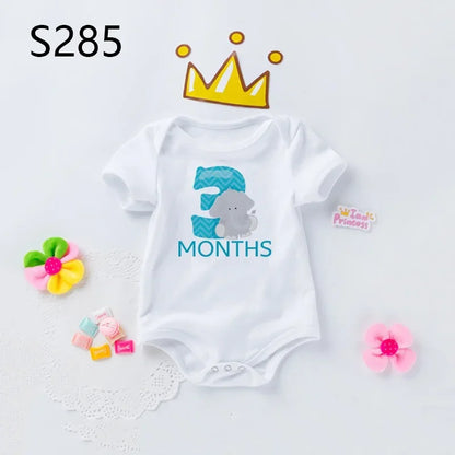 Monatlicher Meilenstein-Baby-Body, niedliches Tier, 1–12 Monate, Einteiler, Babyparty, Geschenk, Monatsbilder, monatliche Overall-Kleidung.