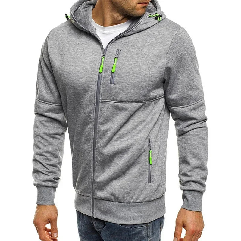 Men's Hoodies Long Sleeve Sweatshirt Zipper Design Hooded Sweatshirt for Men Clothing Sportswear Slim Fit Casual Jacket.