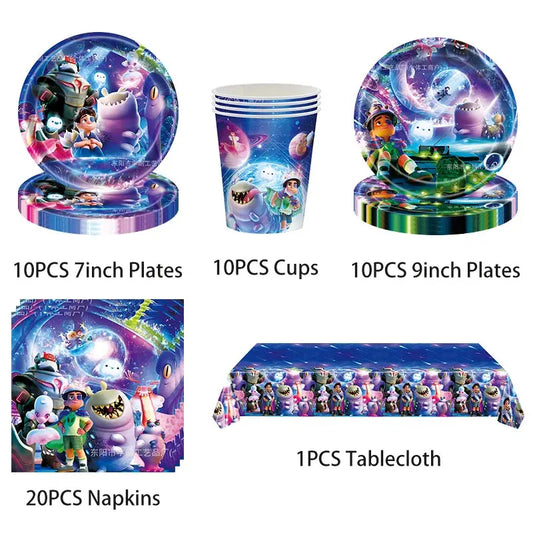 Disney Elio Geburtstag Dekoration Geschirr Pappbecher Teller Serviette Hintergrund Schlüsselanhänger Ballon Set Party Dekoration Zubehör für Kinder.