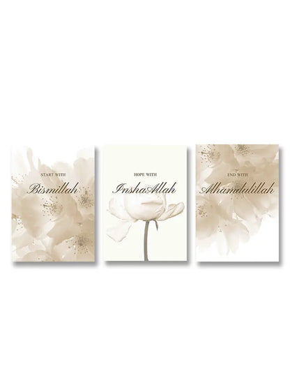 Islamic Poster Beige Flower Canvas Print Mosque Morocco Door Wall Art Painting Quote Bohemia Picture Modern Home Domitory Decor.