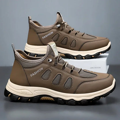 Men Soft Hiking Shoes Summer Breathable Mesh Sneakers Light Black Hike Footwear Walking Shoes Outdoor Shoes Climbing Shoe Male.