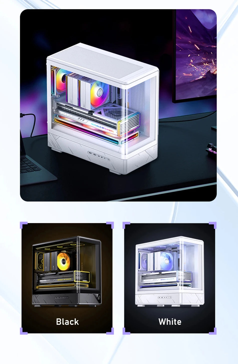 JONSBO D200 MATX Case (Column-Free Curved Sea View/240 Radiator/ATX Power Supply/Digital Display/Type-C Gen2 10Gbps+).