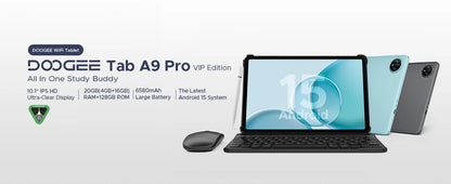 DOOGEE Tab A9 Pro Tablet 10.1" HD Display Android 15 20GB(4+16) 128GB 6580mAh Large Battery Dual Speakers Pad PC 2 In 1 Tablet.