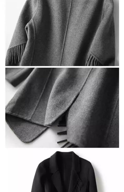 2025 neue Herbst Winter Wolle Mantel Frauen Windjacke Jacke Baumwolle Oberbekleidung Quaste Woolen Anzug Kleidung Weibliche Strickjacke.