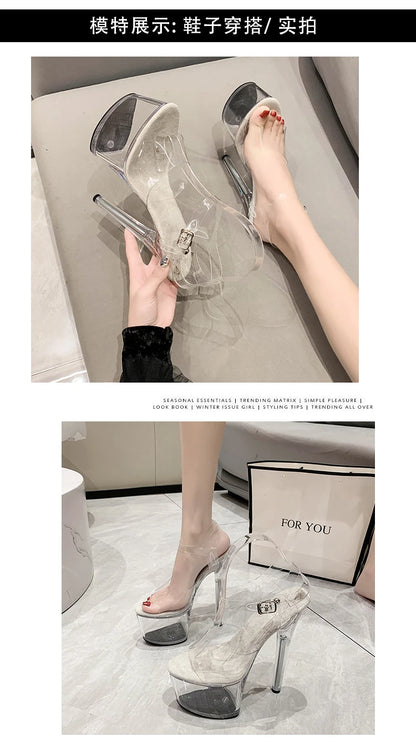Platform sandals Girl shoes 20CM crystal Summer high heels ladies shoes on sale Pole Dance Pumps sandalias de mujer verano.