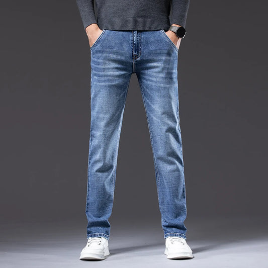 Herbst Winter Neue Business herren Jeans Klassische Mode Stretch Gewaschen Casual Denim Hosen Bequeme Gerade Männliche hosen.