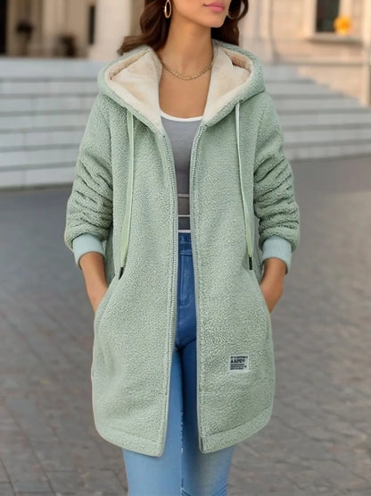 Herbst Winter Verdickte Fleece-gefüttert Sweatshirt frauen Mit Kapuze Top Strickjacke Mid-länge Trendy Neue Stil Lamm Wolle jacke.