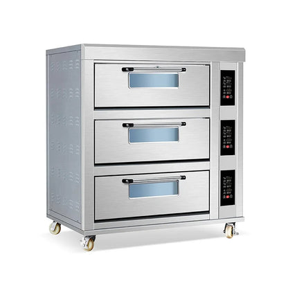 3 Decks 6 Trays Electrical Gas Pie Baking Oven Pizza Oven Complete Bakery Snack Production Line Baguette Bakery Equipment.