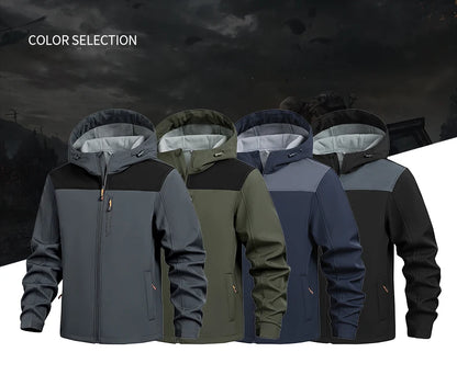 Jacket Coat Winter Soft Case Male Outdoor Sports Hooded Coat Multi-pocket Inside Fleece Casual Waterproof Windproof Sport Jacket.