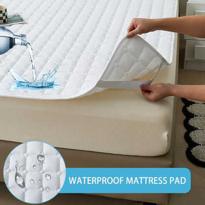 Waterproof Quilted Mattress Protector Cover Thickened Breathable Mattress Topper for Single or Double Bed.