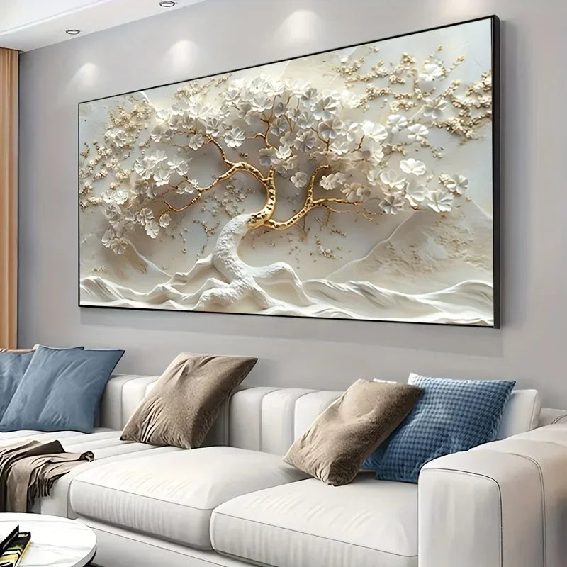 Golden Tree of Life Art Large Golden Tree of Life Canvas Art , Modern Wall Decor for Living Room and Bedroom.