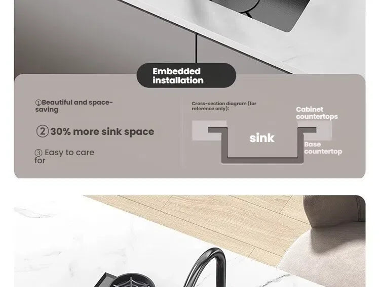 Gray Stainless Steel Kitchen Sink Large Single Slot Multifunctional Nano Honeycomb Embossed Wash Dish Basin Undermount Basin