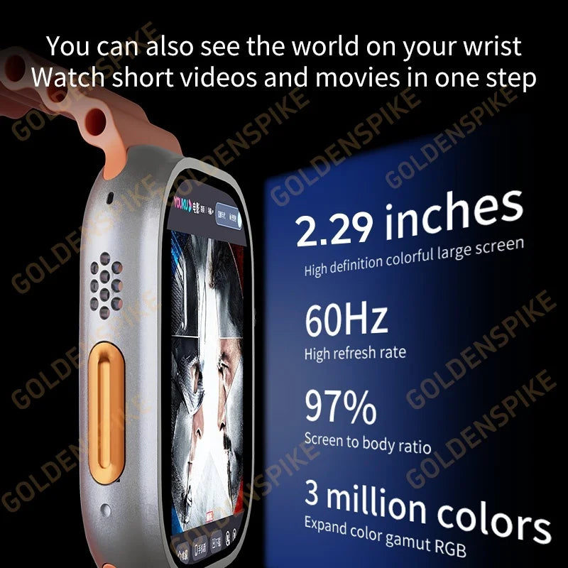 DW100 Pro Android Smartwatch Fingerprint Unlock Control Smart Watch 256GB ROM Free Download App WIFI GPS Camera 2.29inch Amoled.