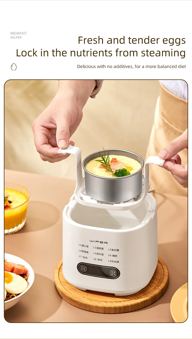 300W Electric Egg Boiler Breakfast Machine Multicooker Steamer Automatic Egg Cookers Home Egg Custard Steaming Cooker with Timer.
