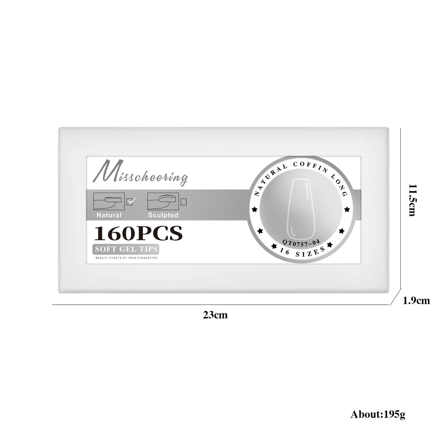 16 Sizes Curved Arch Full Cover False Nail Tips Soft Gel Press on French Almond Capsules Coffin Artificial Fake Nails Extension.