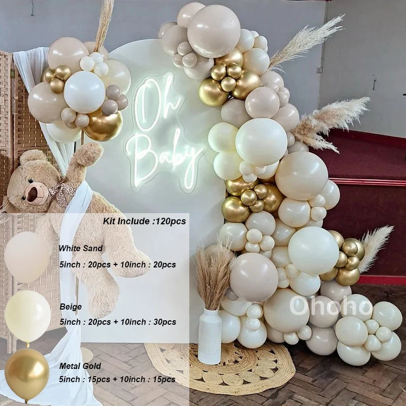 Kaffeebraun Beige Ballon Girlande Bogen Kit Oh Babyparty Dekoration Rustikale Hochzeit Kindergeburtstag Party Taufe Taufe