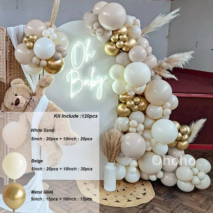 Kaffeebraun Beige Ballon Girlande Bogen Kit Oh Babyparty Dekoration Rustikale Hochzeit Kindergeburtstag Party Taufe Taufe
