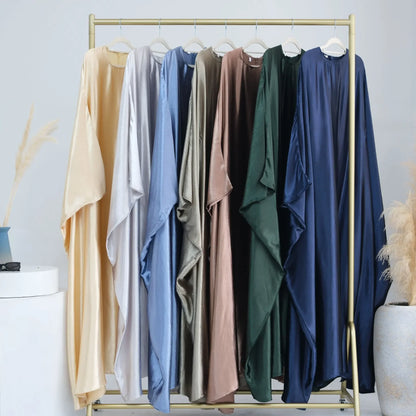 Batwing Butterfly Satin Abaya Dubai Luxury Muslim Kaftan Maxi Dress Abayas For Women Kebaya Robe Caftan Marocain Femme Vestidos.