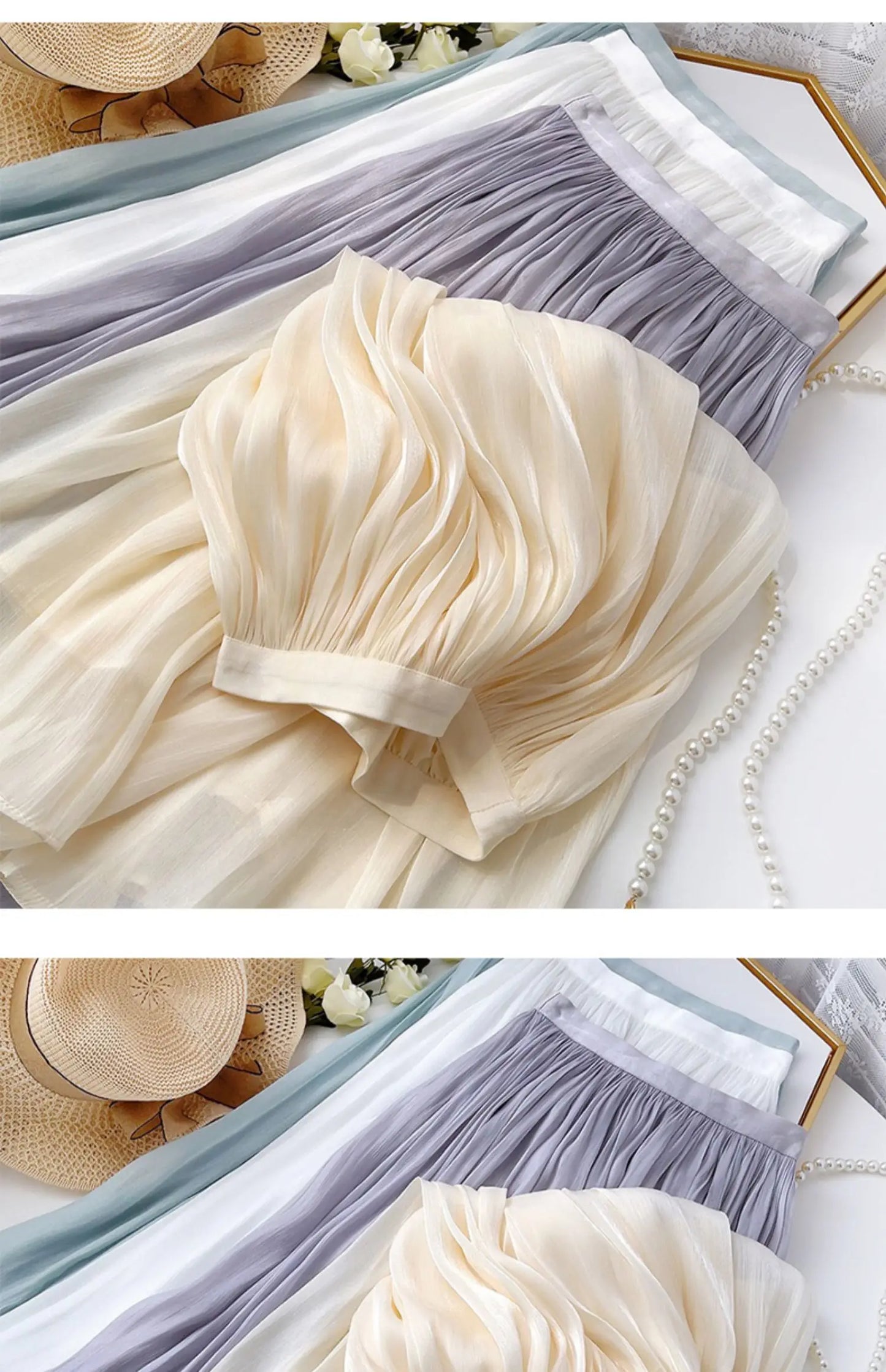 2025 Spring/Summer New Luster  A-line Women Skirt Solid Color High Waist French Paris Style Elegant Asymmetrical Skirt