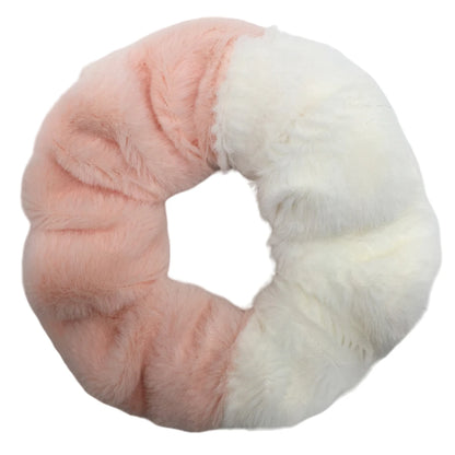 6pc Hair Scrunchies Furry Elastic Band Women Girl Ponytail Holder Rubber Ties Accessories Plush Faux Fur Soft Chiffon Headband