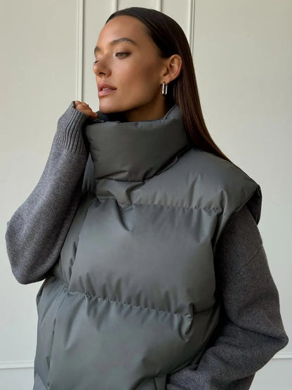 Talenza Damen-Weste aus Baumwolle, neu, ärmellos, sportlich, lässig, einfarbig, Winter, warme Weste, Jacke, Weste, Damen-Baumwolljacke