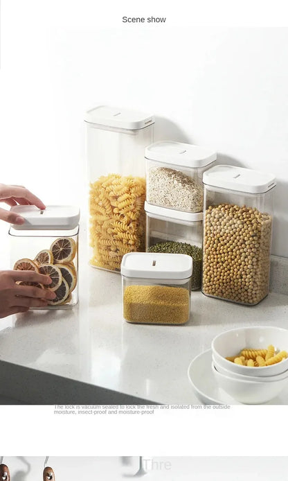Clear Food Grade Plastic Storage Jar Airtight Seal for Kitchen Snacks Cereals Beans Kitchen Storage Organizer Kitchen Storage.