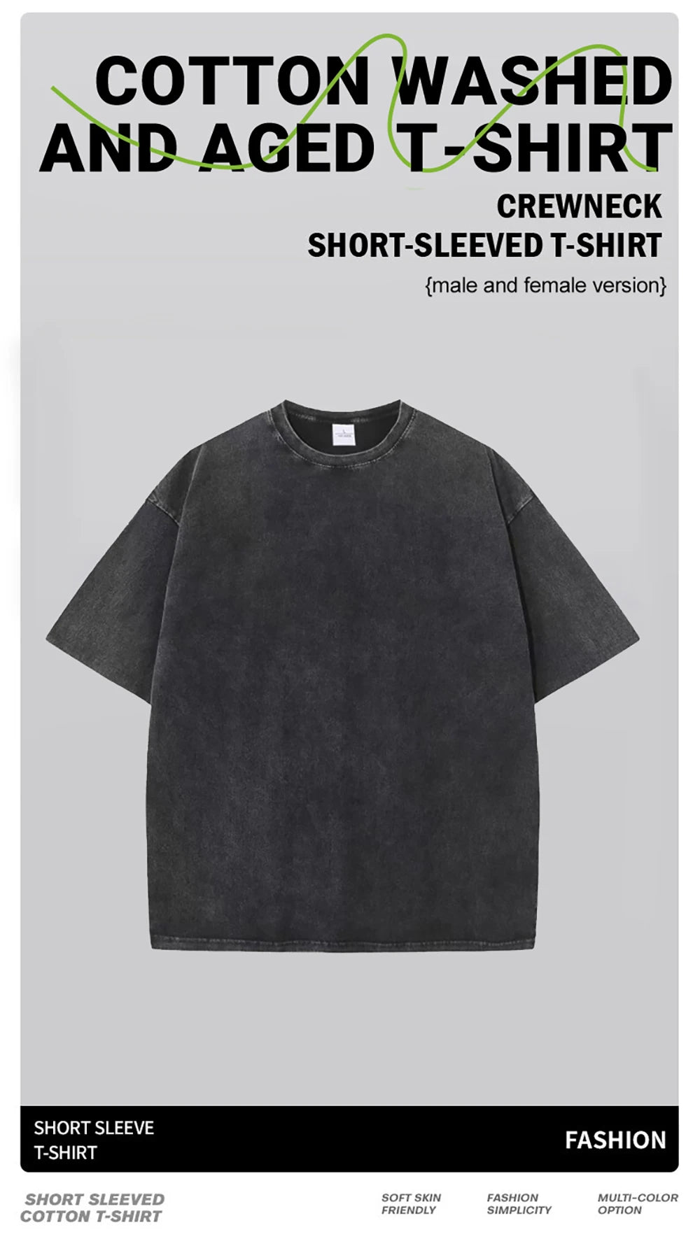 American Style Retro Heavyweight Solid Color Short Sleeved T-shirt Men Women Summer Street Trendy Washed Old Oversized Clothes.