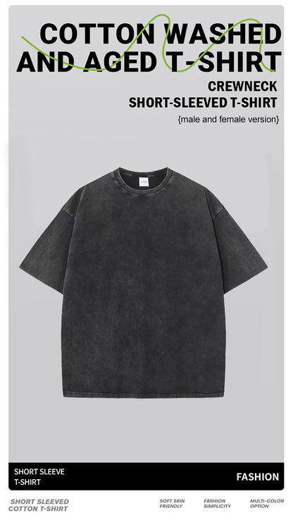 Men's Women Washed Vintage T-Shirts Street Hip Hop Retro Punk T Shirt Harajuku Casual Cotton Short Sleeve Couple TShirts Tees.