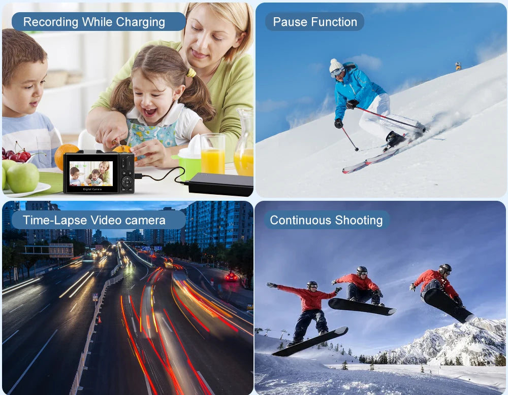 Ourlife AC600 Digital Camera 4K 64MP UHD Cameras 18X Digital Zoom 180° Flip Screen Vintage Vlogging Camera for YouTube Autofocus.