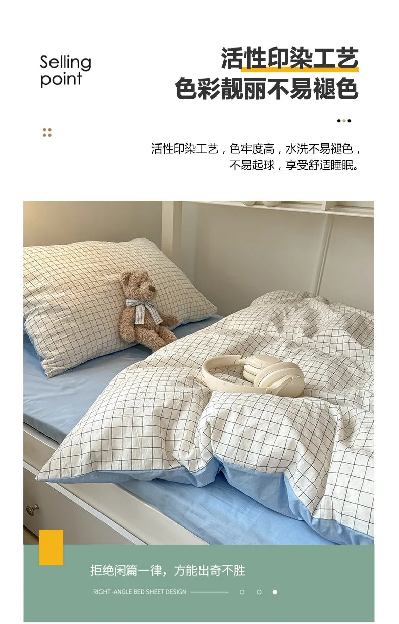 Home Quality Bedding Set Soft Cotton Duvet Cover Pillowcase Flat Sheet 3pcs Set Home Textiles Bedding Adjustable 0.9-1.2m Bed 이불.