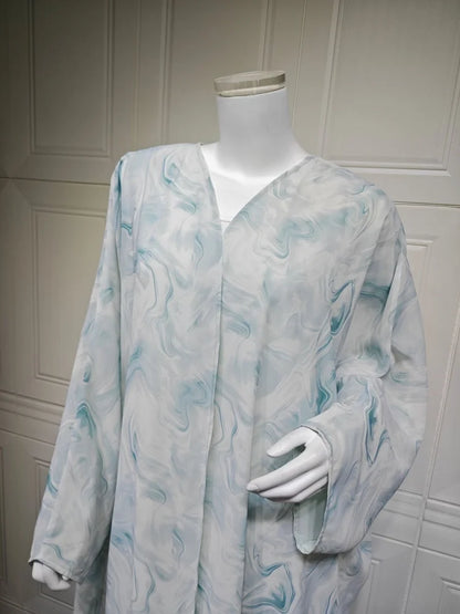 Ramadan Open Modest Kimono Abaya Damen Dubai Muslim With Hijab Islam Women Caftan Moroccan Kebaya Kaftan Robe Femme Musulmane.