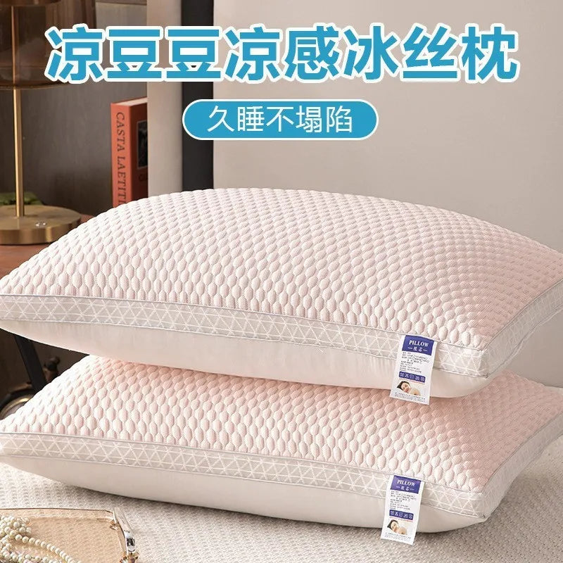 New Hilton Twisted Flower Bread Pillow Feather Velvet Neck Protection Hotel Pillow Core Single Person Not Easy to Collapse.