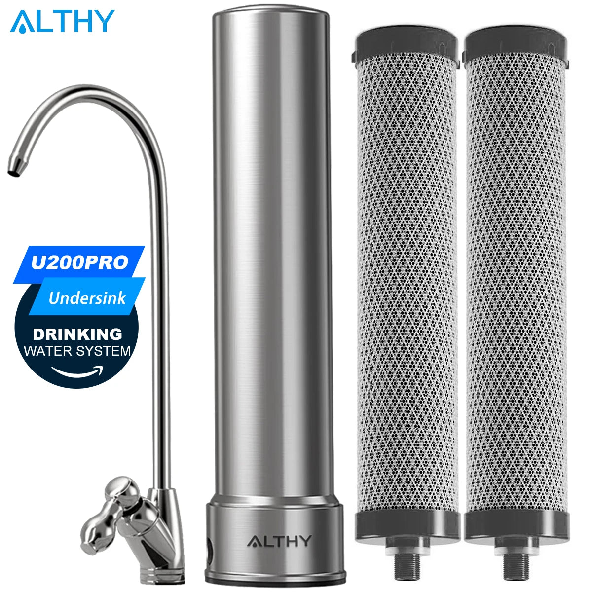 ALTHY U200PRO Kitchen Under Sink Drinking Water Filter Purifier With Faucet Reduces Bacteria, Metal,Lead, Chlorine and Odor.