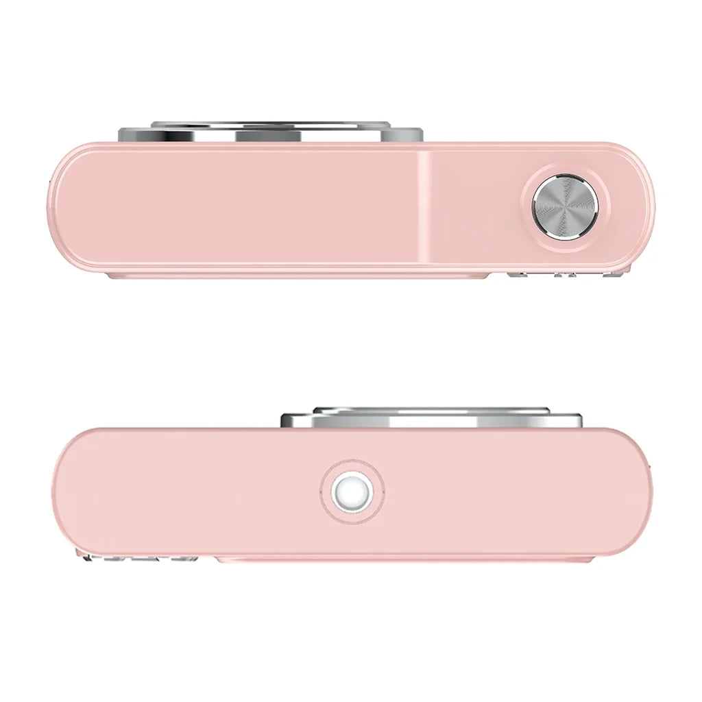 Retro digital camera, CCD camera, multilingual settings, gift for kids, students, 64GB SD card, pink.