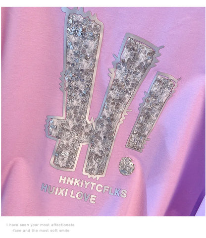 175kg plus size Damen büste Frühling Herbst loser Rundhals ausschnitt Langarm bedrucktes Sweatshirt schwarz lila 5xl 6xl 7xl 8xl 9xl.