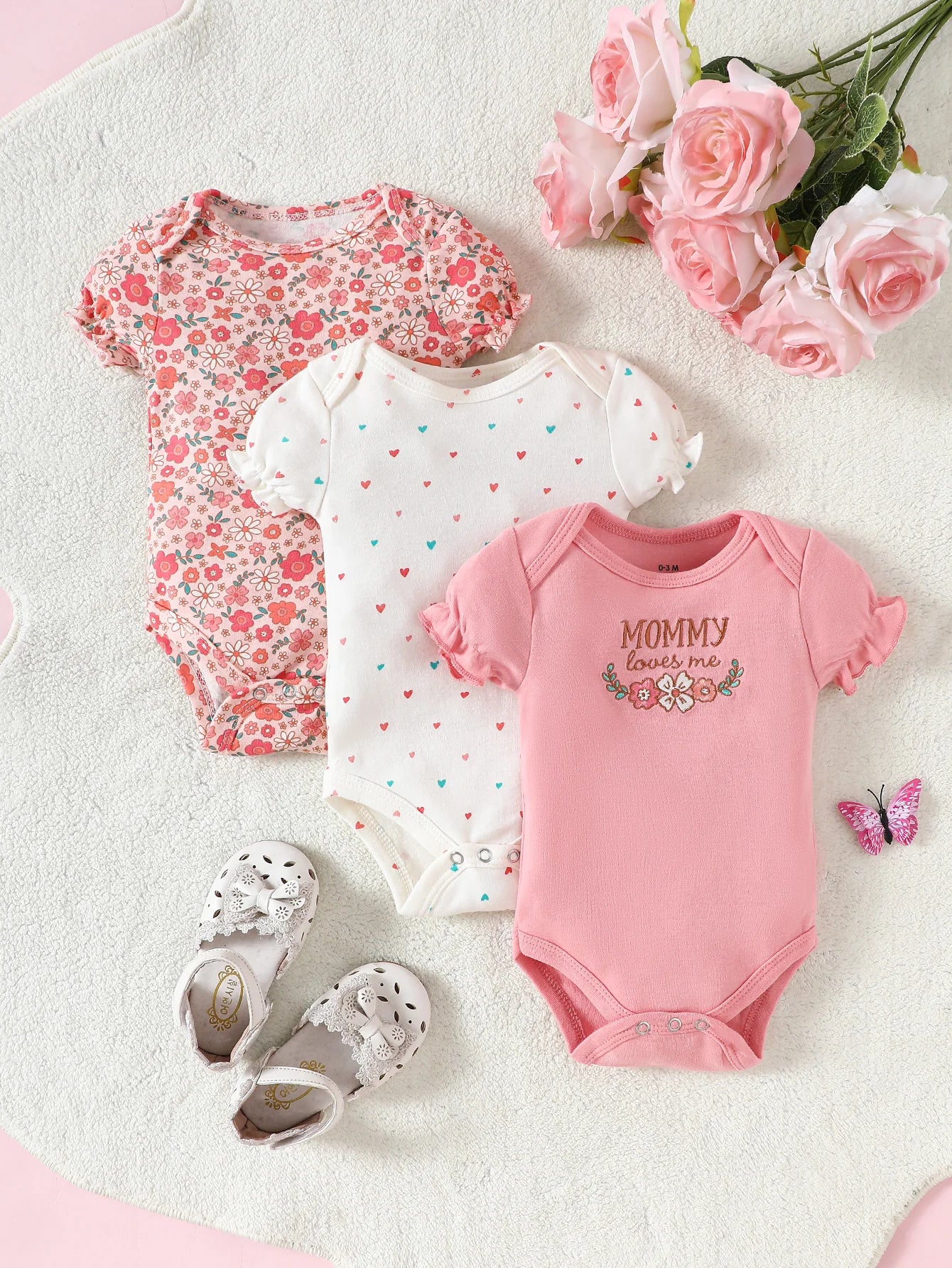 3PCS Infant Baby Nette Grafik einteilige Kleidung Für Jungen Und Mädchen, Neugeborenen Reine Baumwolle Sommer Strampler neugeborene kleidung