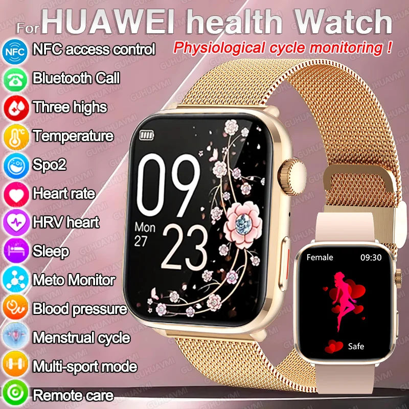 2025 New Iatrology Grade Smart Watch Women Blood pressure Blood oxygen Fat Heart Rate Menstrual Tracking BT Call Bracelet Ladies.